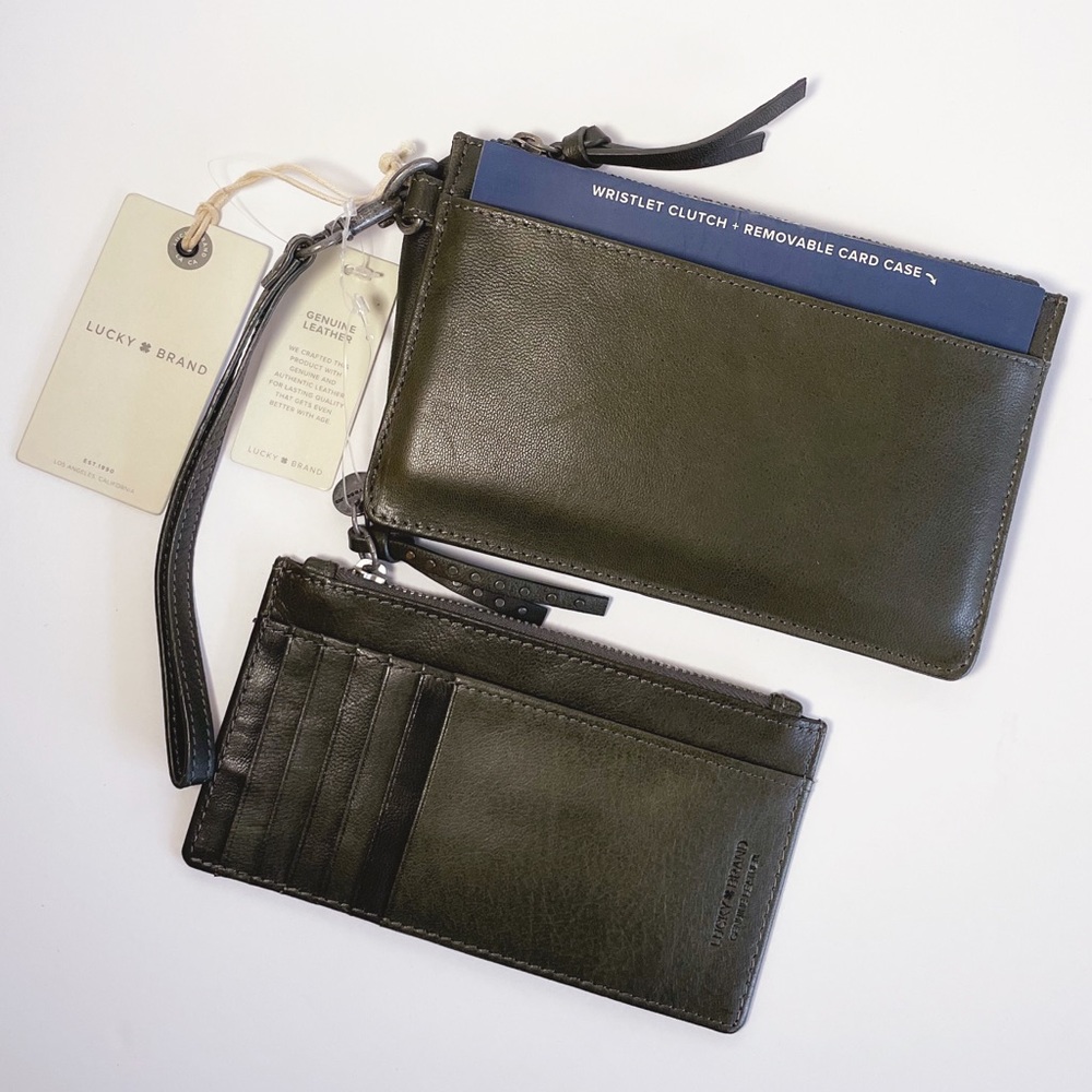 Lucky Brand Rayla Leather Wristlet Clutch Removable Card Case